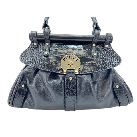 FENDI Bolsa Handbag leather black WS33351