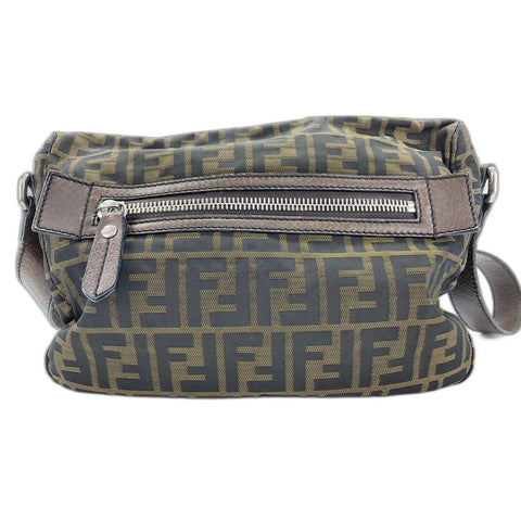 FENDI Zucca Shoulder Bag canvas Brown WS33361