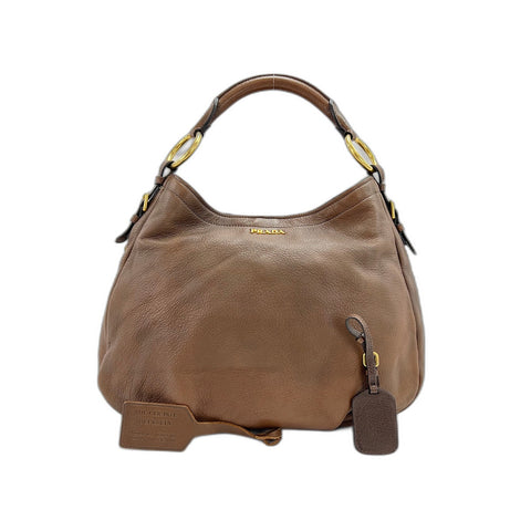 PRADA Handbag leather Brown WS33366