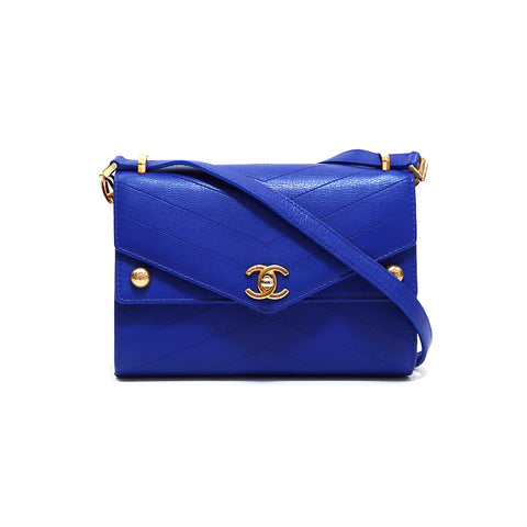 Chanel Coco Mark Matelasse V-stitch No. 27 Shoulder Bag Blue WS3336