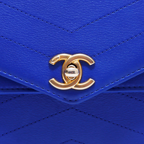 Chanel Coco Mark Matelasse V-Stitch Nr. 27 Umhängetasche Blau WS3336