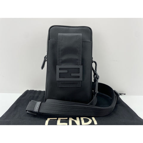 FENDI baguette Shoulder Bag Nylon black WS33376