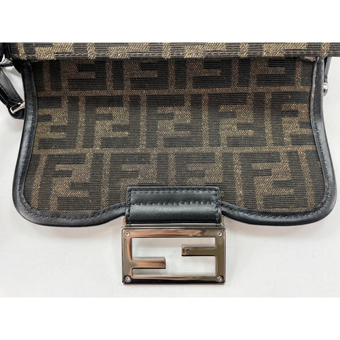 FENDI Double Baguette Shoulder Bag canvas Brown WS33378