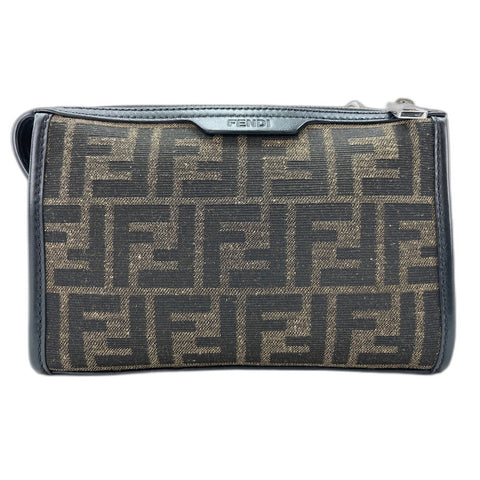 FENDI Double Baguette Shoulder Bag canvas Brown WS33378