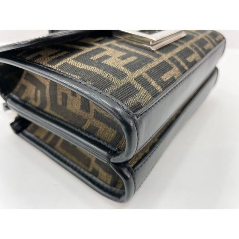 FENDI Double Baguette Shoulder Bag canvas Brown WS33378