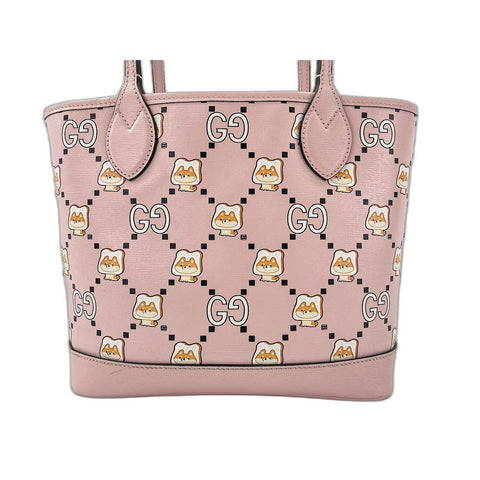 GUCCI GG Animal Tote Tote Bag leather pink WS33379
