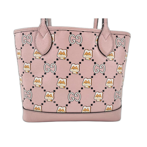 GUCCI GG Animal Tote Tote Bag leather pink WS33379