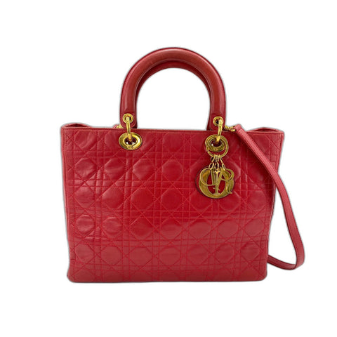 Christian Dior Lady Christian Dior Handbag leather Red WS33380