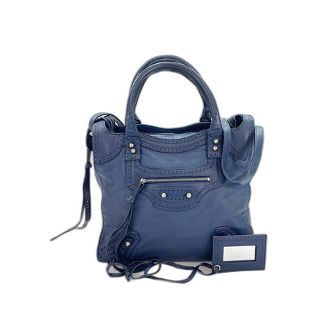 BALENCIAGA River City Papers Shoulder Bag leather Navy WS33383