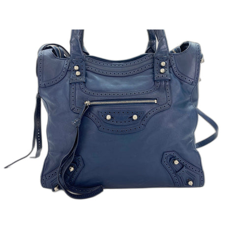 BALENCIAGA River City Papers Shoulder Bag leather Navy WS33383