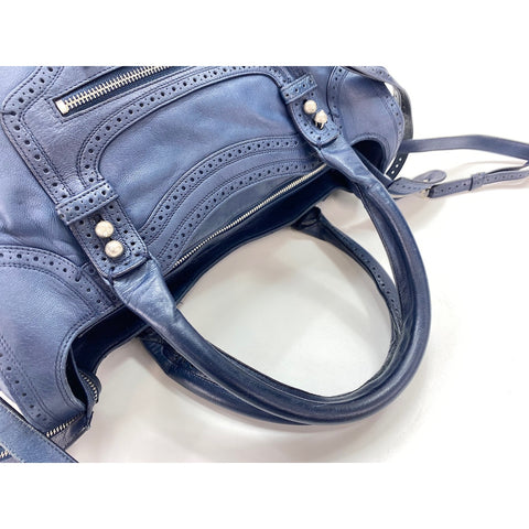 BALENCIAGA River City Papers Shoulder Bag leather Navy WS33383