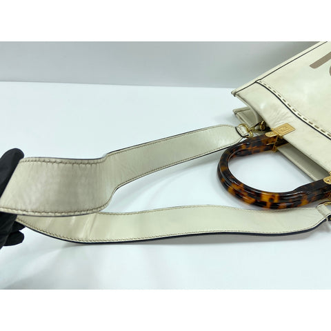 FENDI Sunshine shopper Handbag leather white WS33407
