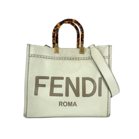 FENDI Sunshine shopper Handbag leather white WS33407