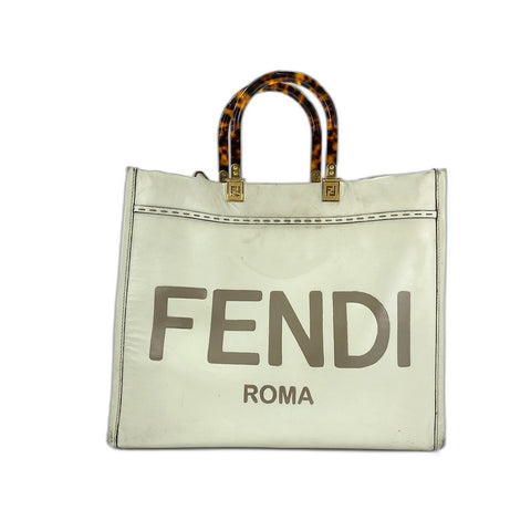 FENDI Sunshine shopper Handbag leather white WS33407