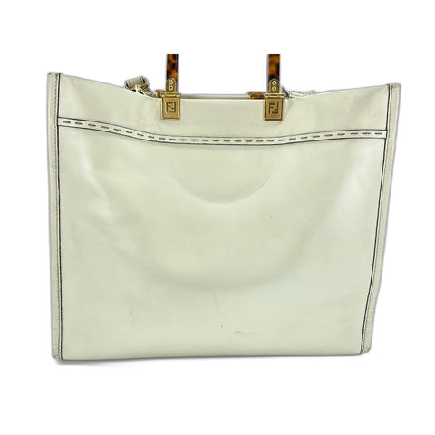 FENDI Sunshine shopper Handbag leather white WS33407