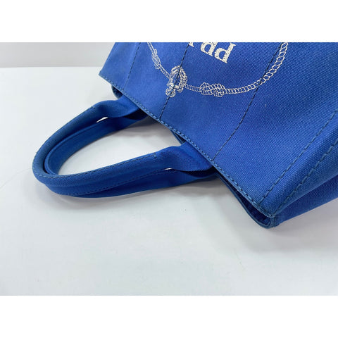 PRADA Canapa Handbag canvas blue WS33420