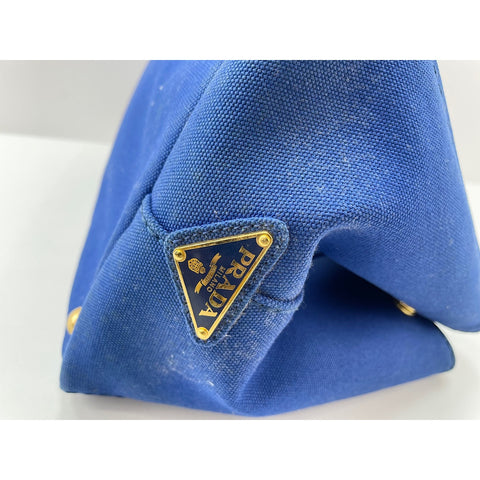 PRADA Canapa Handbag canvas blue WS33420