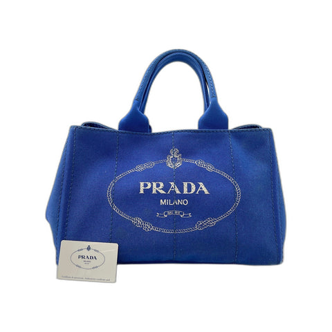 PRADA Canapa Handbag canvas blue WS33420