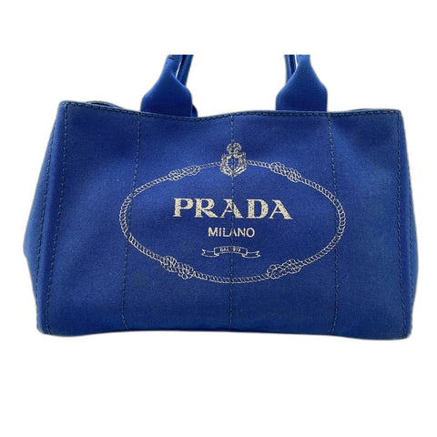 PRADA Canapa Handbag canvas blue WS33420