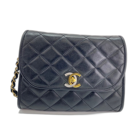 CHANEL Mini Matelasse Shoulder Bag lambskin black WS33438