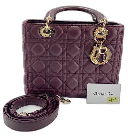 Christian Dior Lady Christian Dior 2WAY Handbag lambskin wine-red WS33439