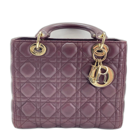Christian Dior Lady Christian Dior 2WAY Handbag lambskin wine-red WS33439