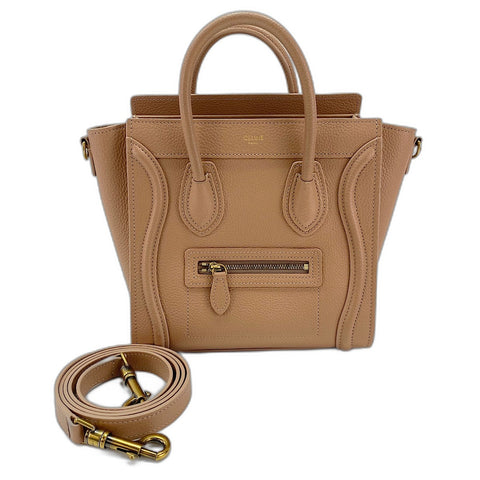 CELINE Luggage nano Handbag leather beige WS33444