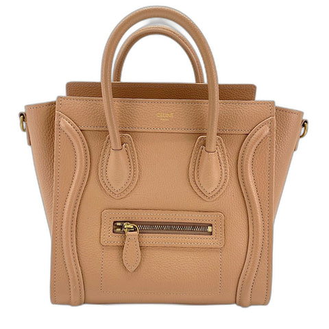 CELINE Luggage nano Handbag leather beige WS33444