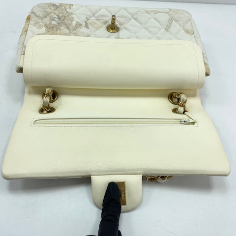 CHANEL Matelasse 25 Double Flap Shoulder Bag canvas white WS33449