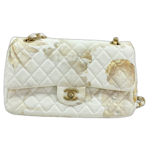 CHANEL Matelasse 25 Double Flap Shoulder Bag canvas white WS33449