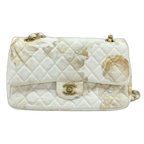 CHANEL Matelasse 25 Double Flap Shoulder Bag canvas white WS33449