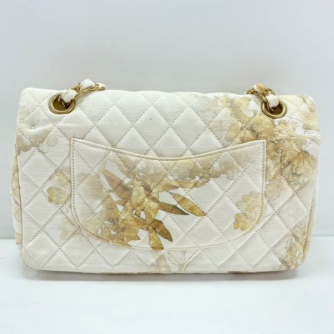 CHANEL Matelasse 25 Double Flap Shoulder Bag canvas white WS33449