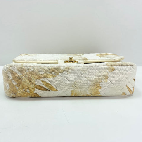 CHANEL Matelasse 25 Double Flap Shoulder Bag canvas white WS33449