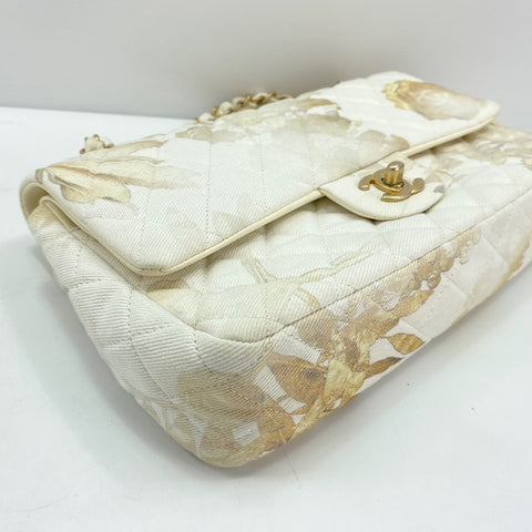 CHANEL Matelasse 25 Double Flap Shoulder Bag canvas white WS33449