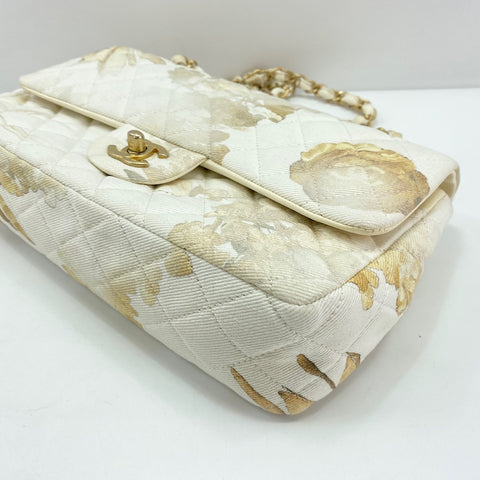 CHANEL Matelasse 25 Double Flap Shoulder Bag canvas white WS33449