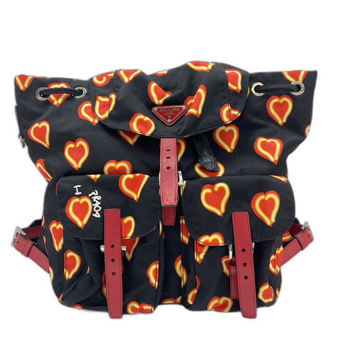 PRADA heart Backpack  Daypack Nylon black WS33450