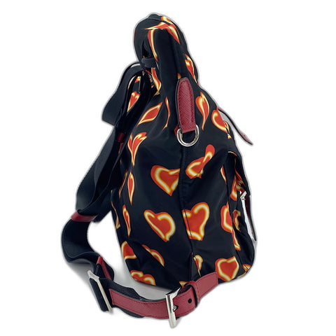 PRADA heart Backpack  Daypack Nylon black WS33450
