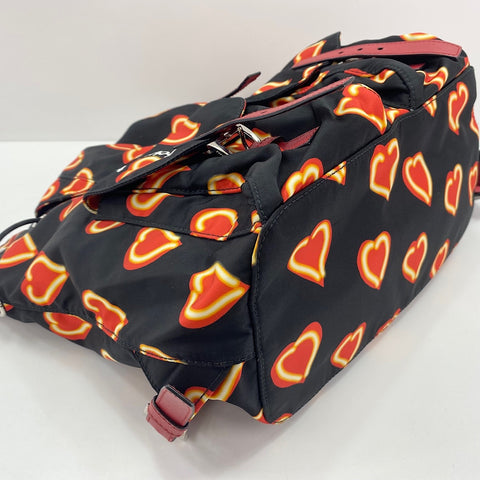 PRADA heart Backpack  Daypack Nylon black WS33450
