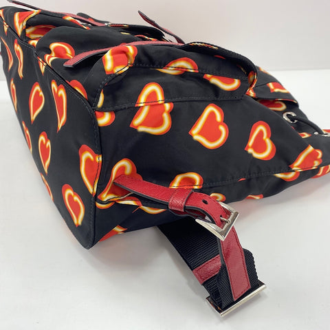 PRADA heart Backpack  Daypack Nylon black WS33450