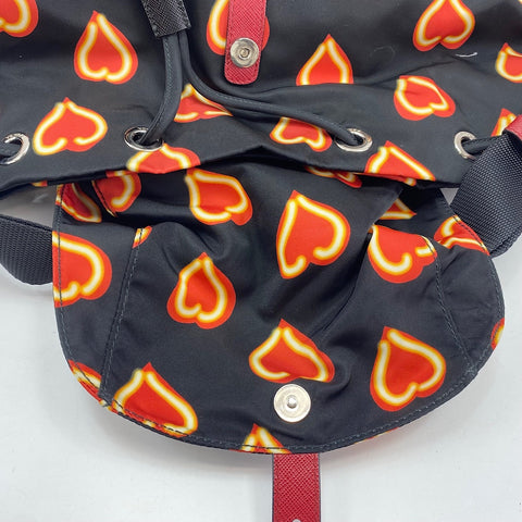 PRADA heart Backpack  Daypack Nylon black WS33450
