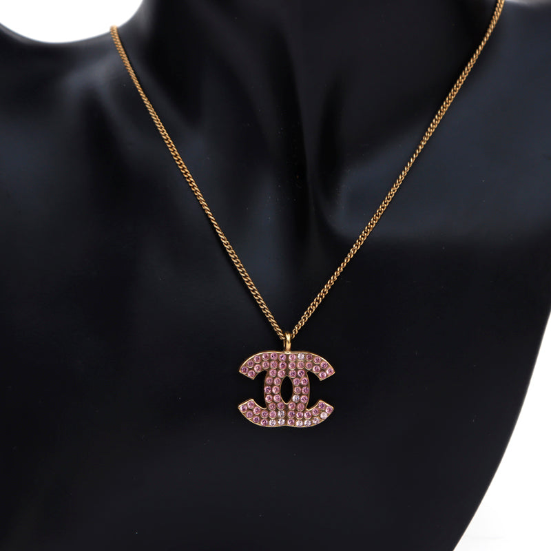 Chanel Coco Mark Rhinestone 2002 Necklace GP Gold WS3356 – NUIR