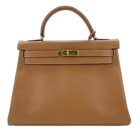HERMES Kelly 32 Handbag Brown WS33679