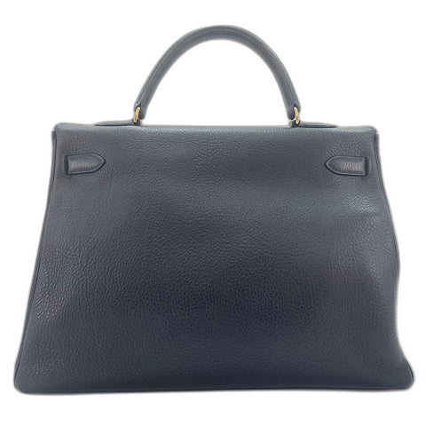 HERMES Kelly 35 Handbag Navy WS33681