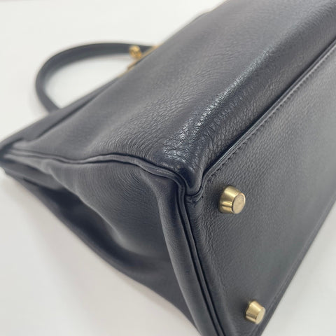 HERMES Kelly 35 Handbag Navy WS33681