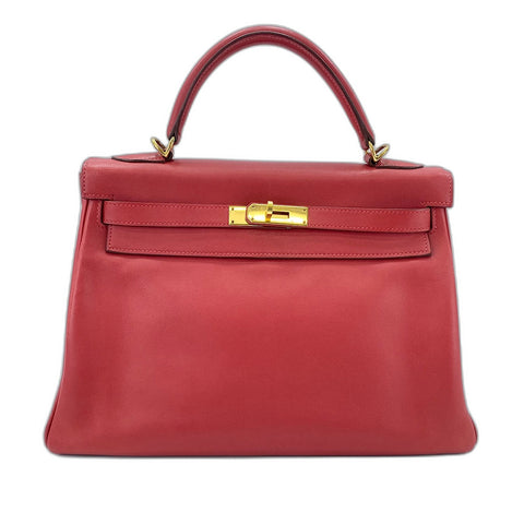 HERMES Kelly 32 Handbag Red WS33682
