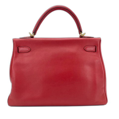 HERMES Kelly 32 Handbag Red WS33682