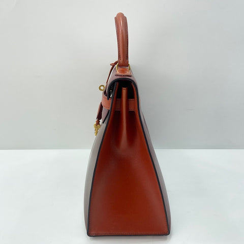 HERMES Kelly 32 Handbag Brown WS33683