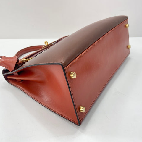 HERMES Kelly 32 Handbag Brown WS33683