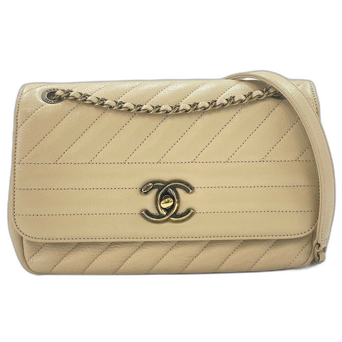 CHANEL Diagonal quilting Shoulder Bag beige WS33722