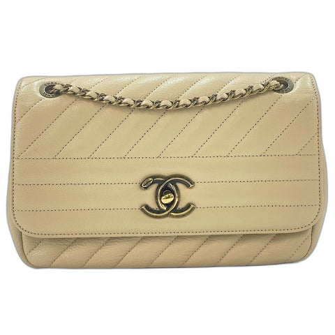CHANEL Diagonal quilting Shoulder Bag beige WS33722